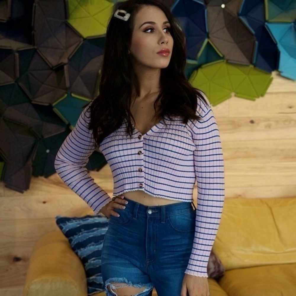 Princess Polly Striped Pink Crop Cardigan